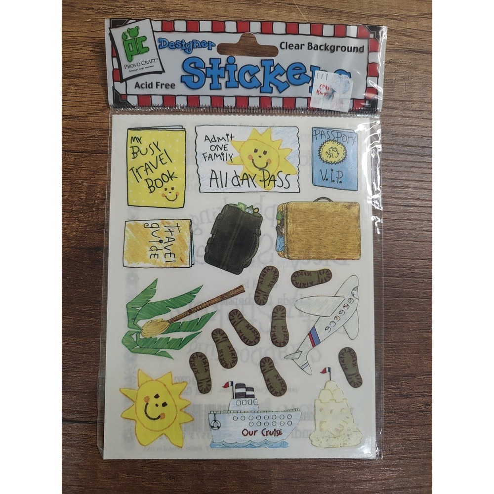NOS Provo Craft Designer Stickers Beach Cruise Scrapbooking Clear Background